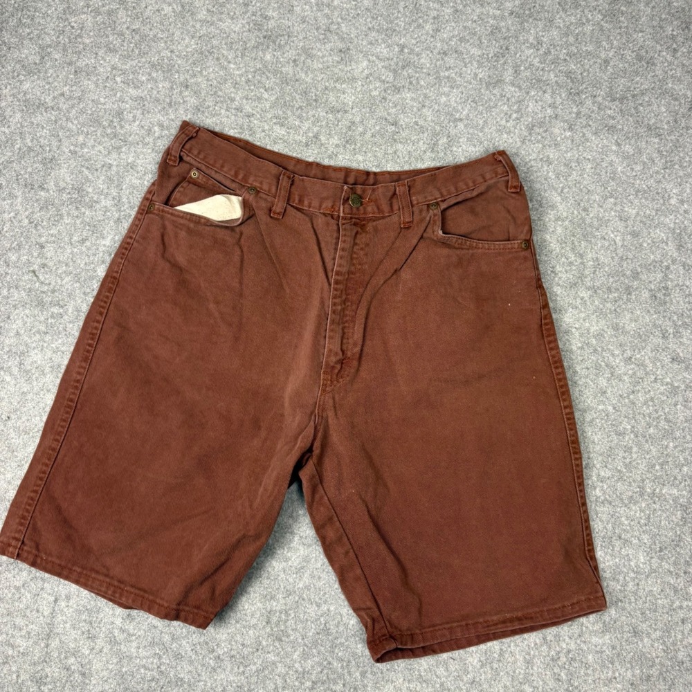 Vintage 90s Made in USA Brown Cotton Denim Shorts Mens 34 Terracotta Rust